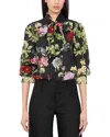 Alice And Olivia Lloyd Slit Sleeve Blouse In Black