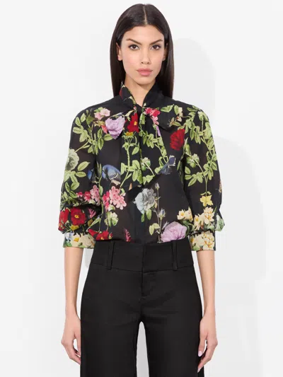 Alice And Olivia Lloyd Slit Sleeve Blouse