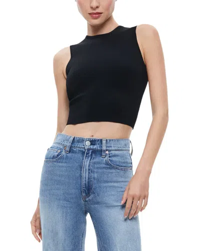 Alice And Olivia Loe Lace Up Back Sleeveless Sweater In Black