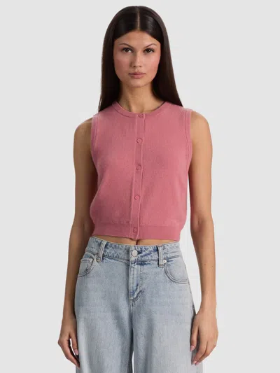 Alice And Olivia Loly Button Front Cashmere Vest In Pink