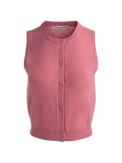 Alice And Olivia Loly Button Front Cashmere Vest In Pink