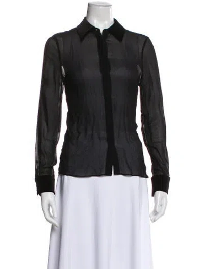 Pre-owned Alice And Olivia Long Sleeve Blouse In Black