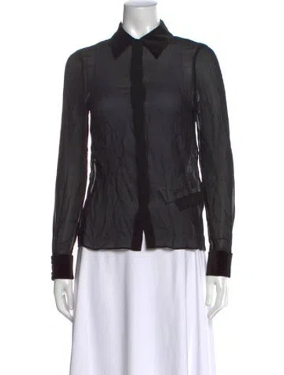 Pre-owned Alice And Olivia Long Sleeve Blouse In Black