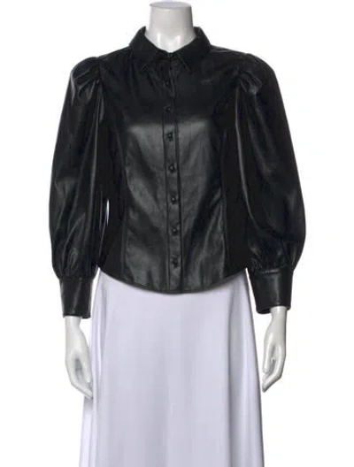 Pre-owned Alice And Olivia Long Sleeve Blouse In Black