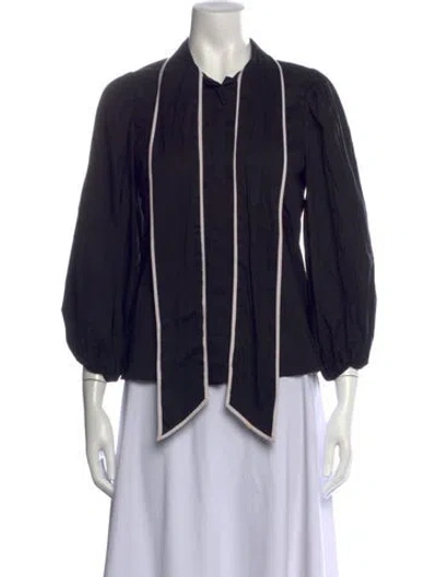 Pre-owned Alice And Olivia Long Sleeve Blouse In Black