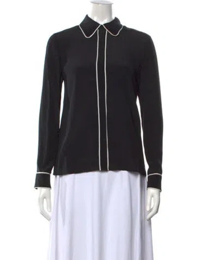 Pre-owned Alice And Olivia Long Sleeve Blouse In Black