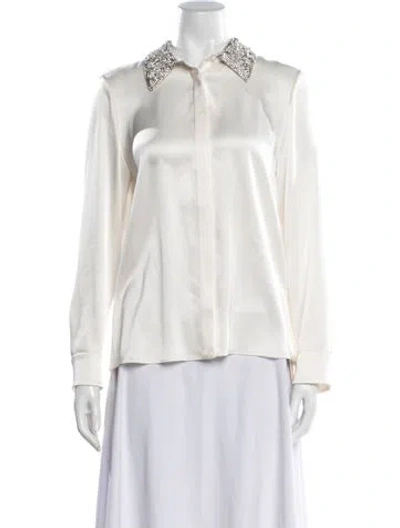 Pre-owned Alice And Olivia Long Sleeve Blouse In Neutral