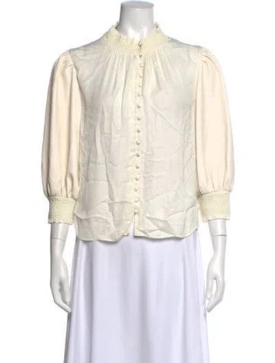Pre-owned Alice And Olivia Long Sleeve Blouse In Neutral