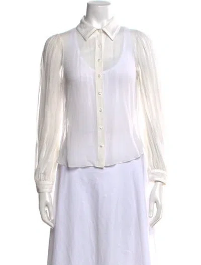 Pre-owned Alice And Olivia Long Sleeve Blouse In Neutral