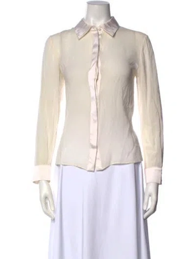Pre-owned Alice And Olivia Long Sleeve Blouse In Neutrals