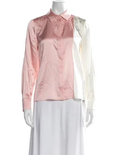 Pre-owned Alice + Olivia Long Sleeve Blouse In Neutrals/pink