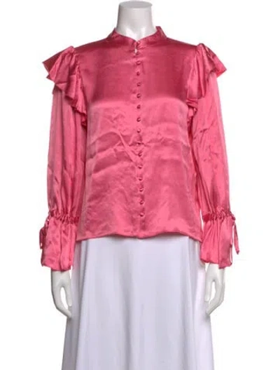Pre-owned Alice And Olivia Long Sleeve Blouse In Pink