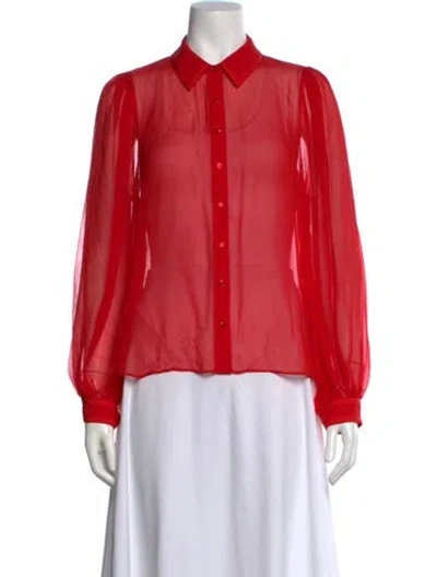 Pre-owned Alice And Olivia Long Sleeve Blouse In Red