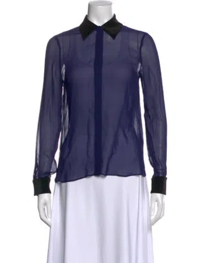 Pre-owned Alice And Olivia Long Sleeve Blouse W/ Tags In Blue