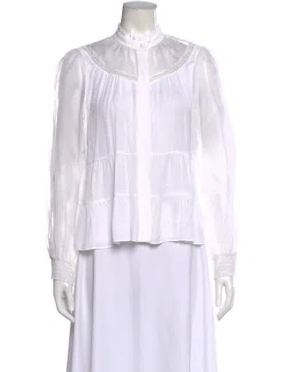 Pre-owned Alice And Olivia Long Sleeve Blouse W/ Tags In White
