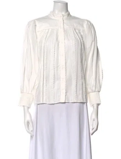 Pre-owned Alice And Olivia Long Sleeve Blouse In White