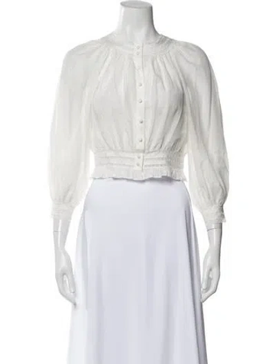 Pre-owned Alice And Olivia Long Sleeve Blouse In White