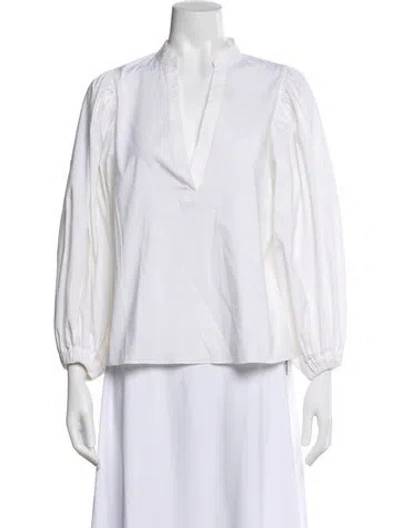 Pre-owned Alice And Olivia Long Sleeve Blouse In White