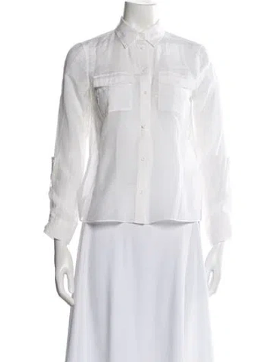 Pre-owned Alice And Olivia Long Sleeve Blouse In White