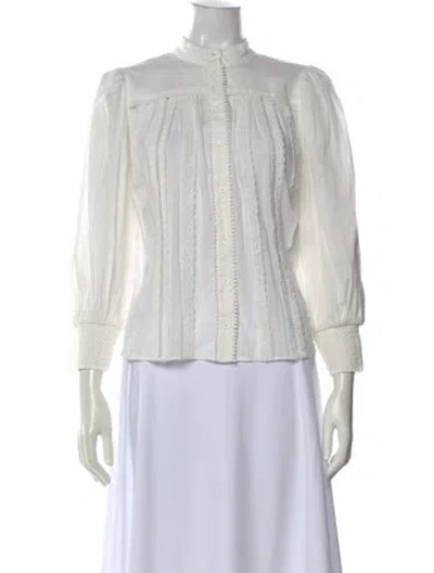 Pre-owned Alice And Olivia Long Sleeve Blouse In White