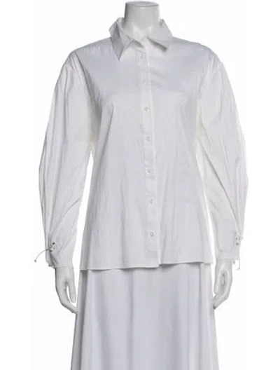 Pre-owned Alice And Olivia Long Sleeve Blouse In White
