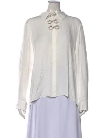 Pre-owned Alice And Olivia Long Sleeve Blouse In White