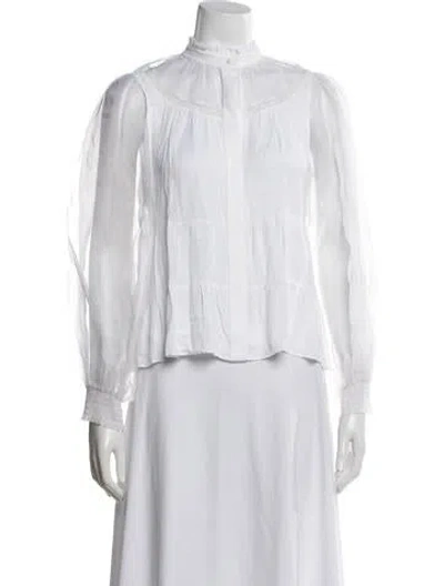 Pre-owned Alice And Olivia Long Sleeve Blouse In White