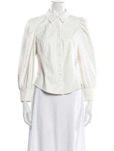 Pre-owned Alice And Olivia Long Sleeve Blouse In White