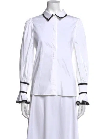 Pre-owned Alice And Olivia Long Sleeve Blouse In White