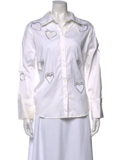 Pre-owned Alice + Olivia Long Sleeve Blouse In White