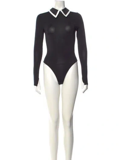 Pre-owned Alice And Olivia Long Sleeve Bodysuit In Black