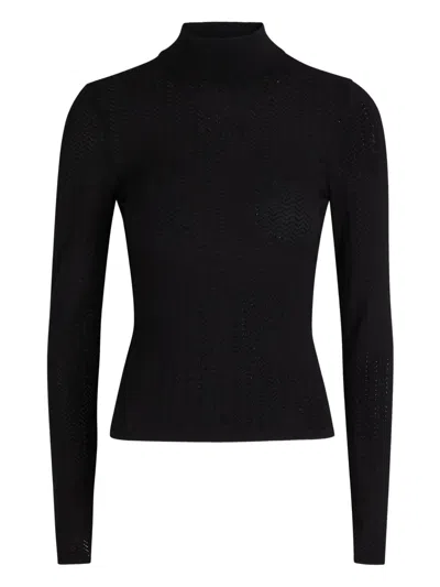 Alice And Olivia Long-sleeve Roll-neck Top In Black