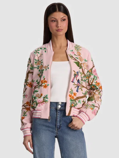 Alice And Olivia Lonnie Embellished Varsity Jacket In Multi