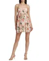 ALICE AND OLIVIA LORELLE BABYDOLL TIERED MINI DRESS IN MORNINGSIDE FLORAL WHITE