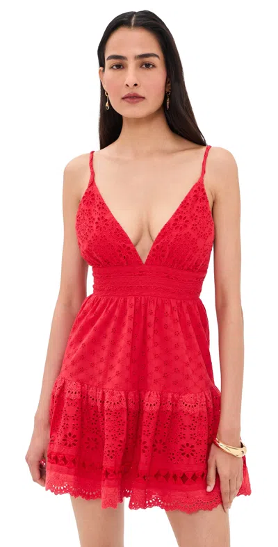 Alice And Olivia Lorene Ember Mini Dress Chili Pepper In Red