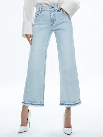 Alice And Olivia Lorrine Kick-flare Ankle Jean In Bleached Lightning Blue