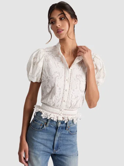 ALICE AND OLIVIA LORYN EMBROIDERED BLOUSE