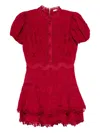 Alice And Olivia Loryn Embroidered Short Sleeve Dress In Red
