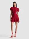 Alice And Olivia Loryn Embroidered Short Sleeve Dress