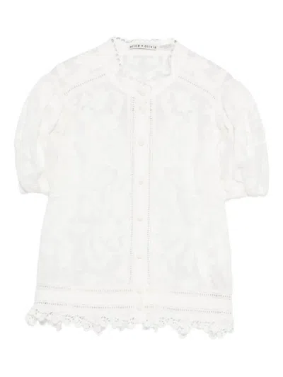 ALICE AND OLIVIA LORYN LACE-TRIMMED BLOUSE