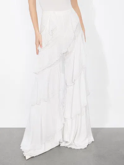 Alice And Olivia Lotus Lace Ruffle Pant In White