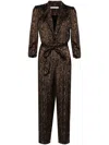 Alice And Olivia Louetta Pleated Tuxedo Jumpsuit In Braun