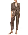 Alice And Olivia Louetta Pleated Tuxedo Jumpsuit In Black