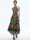 Alice And Olivia Loyce Tiered Maxi Dress In Monarch Black Medium