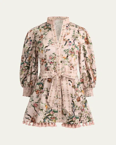 Alice And Olivia Lucy Mini Shirt Dress Sunset Grove English Rose In Multi