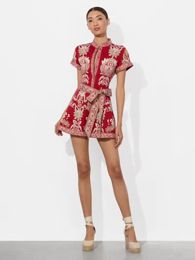 ALICE AND OLIVIA LUCY BUTTON DOWN ROMPER