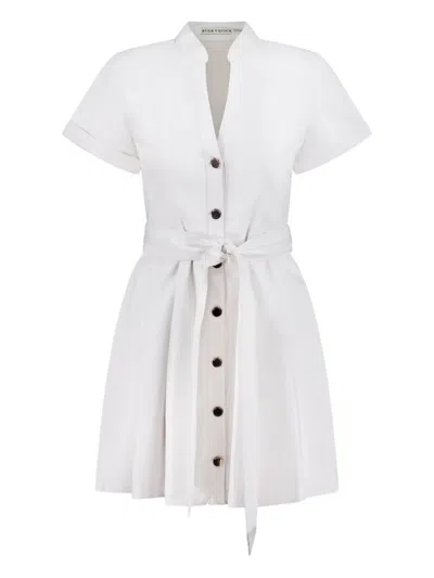 ALICE AND OLIVIA LUCY BUTTON-FRONT PLEATED MINI DRESS