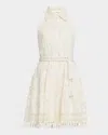 Alice And Olivia Lucy Eyelet Halter Mini Shirtdress