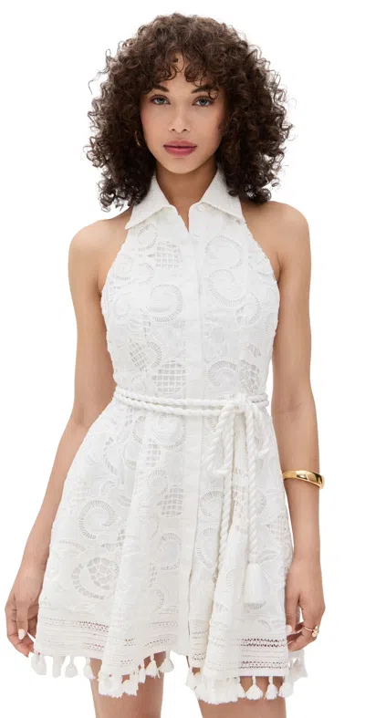Alice And Olivia Lucy Halter Neck Mini Shirt Dress Off White