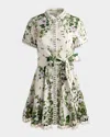 Alice And Olivia Lucy Rolled Sleeve Mini Shirt Dress Ivy Romance In Neutral